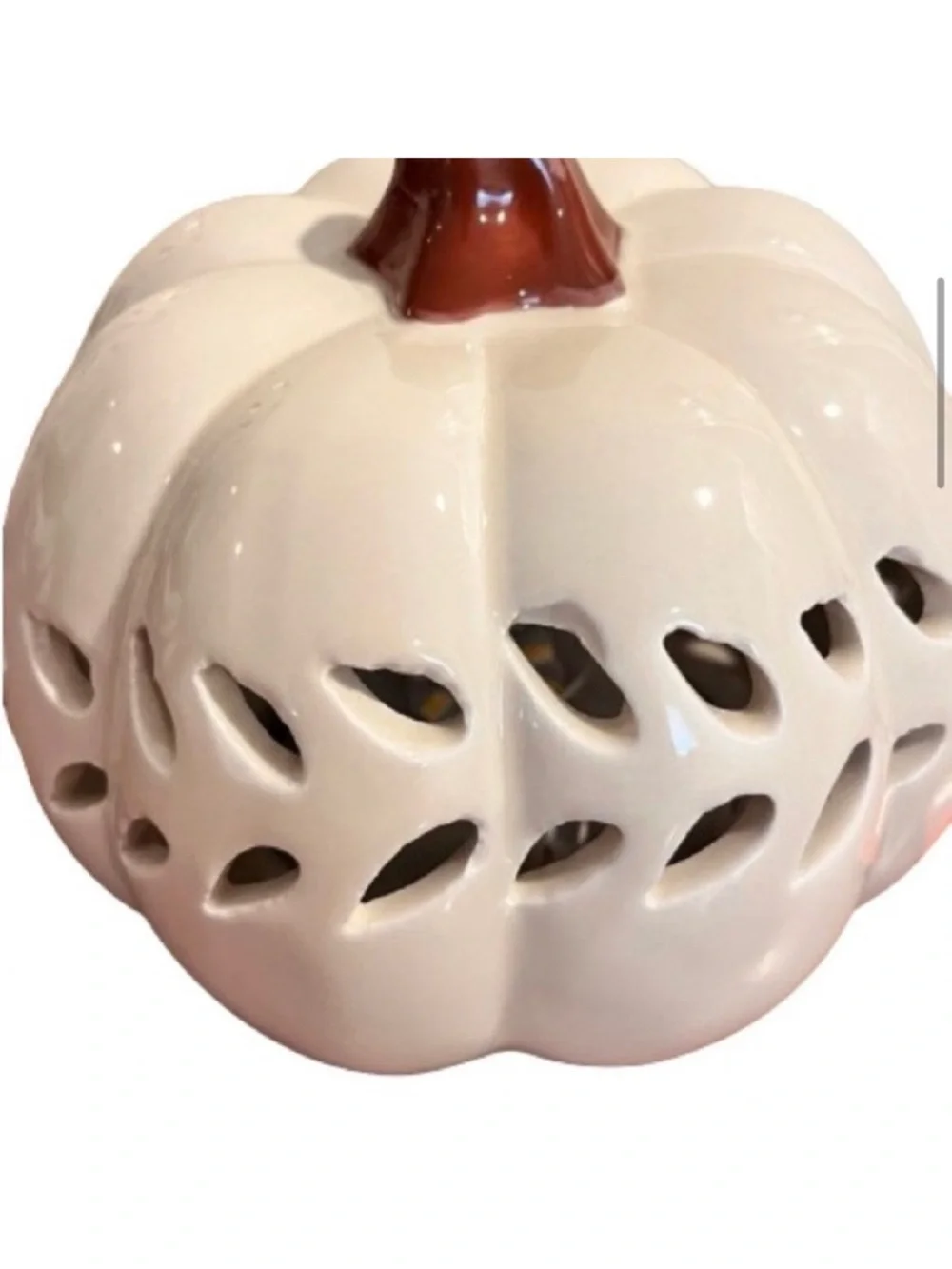 🆕- Set of 2- Ceramic Light-Up Pumpkins with Cut-Out Design.